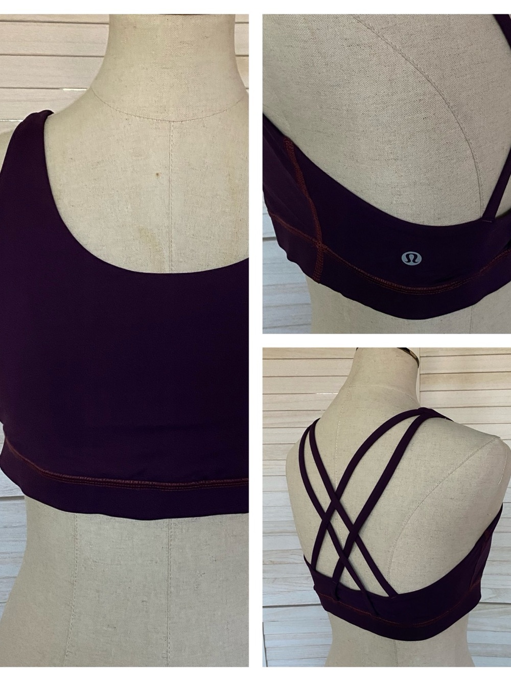 lululemon athletica Plum Scoop Neck Energy  Sports Bra SZ 12
